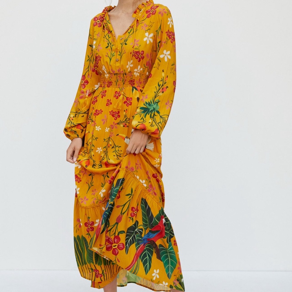 FARM Rio Yellow Floral Maxi Dress